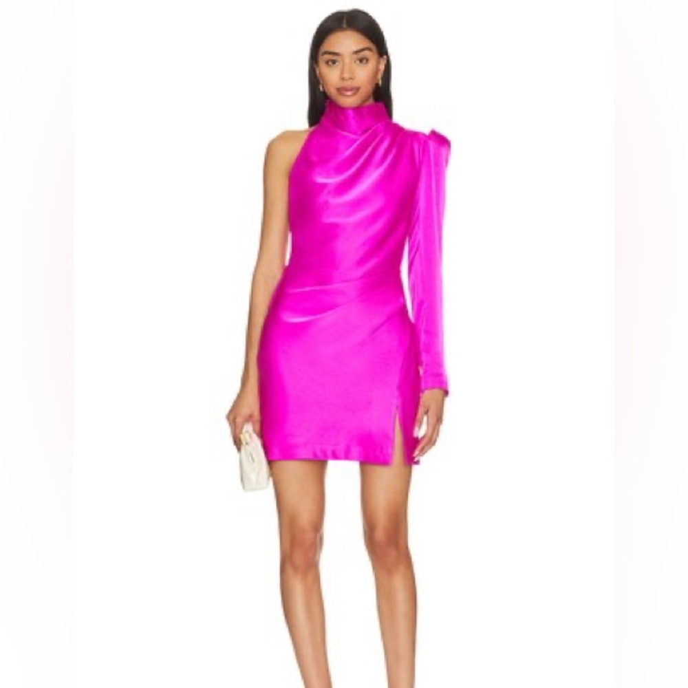 NWT revolve MISHA Romeo Satin Mini Dress in Hot Pink XS‎
